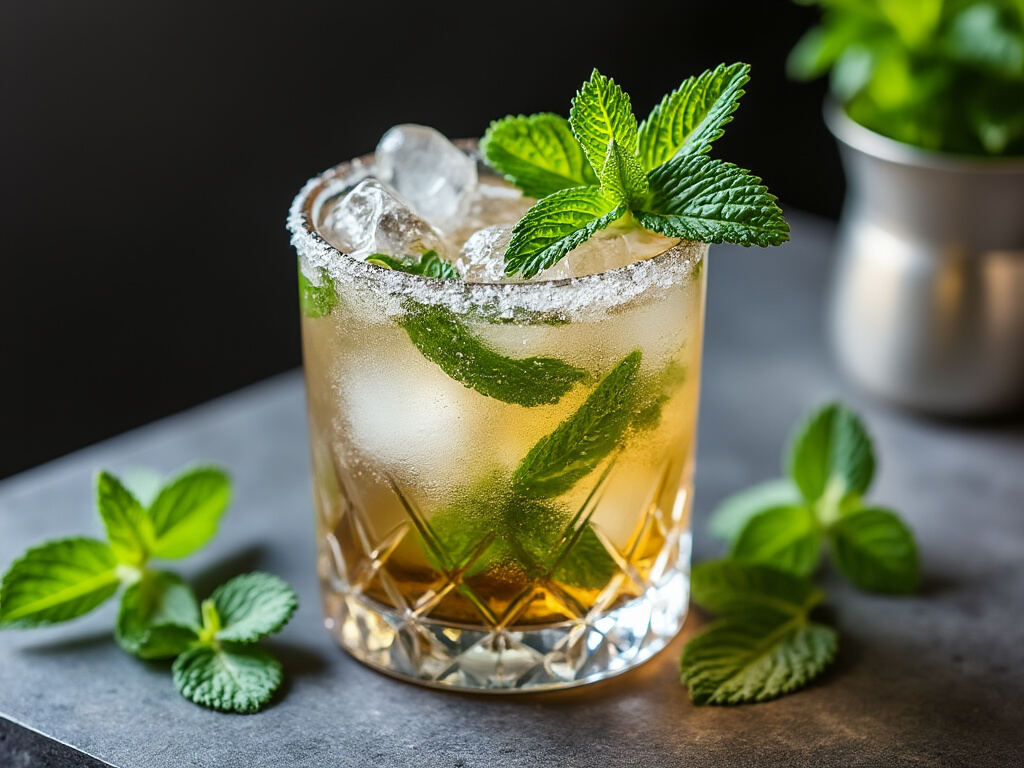 Mint Julep cocktail in a julep cup or rocks glass