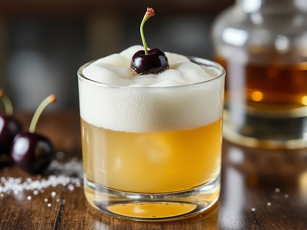 Whiskey Sour cocktail in a rocks glass